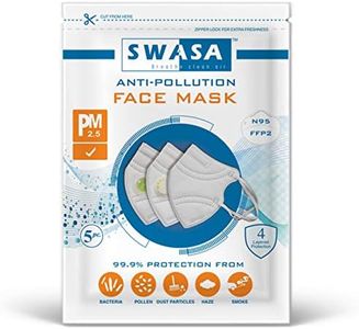 SWASA - Breathe clean air N95 Mask FFP2 Type Certified Reusable & Washable with Nose Pin (PM 2.5, Pack of 5, Without Valve).
