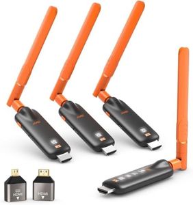 Wireless HDMI Transmitter and 3 Receivers, Gechtech 656FT/200M Long Range, 5.8G, 4K Decode 1080P HD Output, Stable HDMI Extender for PC Laptop Camera Cable Box to Multiple TVs Monitors Projectors