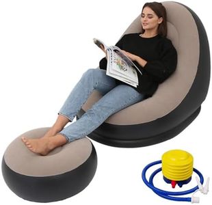 Inflatable Chair with Foot Stool,Inflatable Sofa Chair with Air Pump,Ultra Soft Lazy Sofa,Foldable Couch,Reclining Lounger, for Beach,Party,Living Room (Coffee)