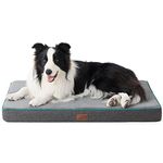 Bedsure Orthopedic Dog Bed Large - Memory Foam Waterproof Dog Bed Joint Relief with Removable Washable Cover, Plush Flannel Fleece Top with Nonskid Bottom, Grey, 35x22x3 Inches