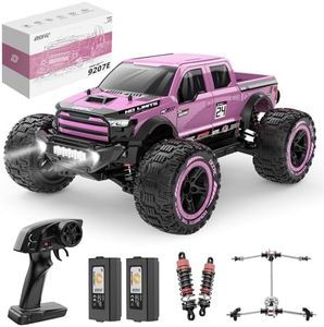 DEERC 1:10 Fast RC Cars for Adults, 4X4 Hobby Remote Control Monster Truck, 48+KM/H, All Terrain High Speed Pink RC Truck Crawler with 2 Modular Batteries, Toy Vehicle Gift for Kids