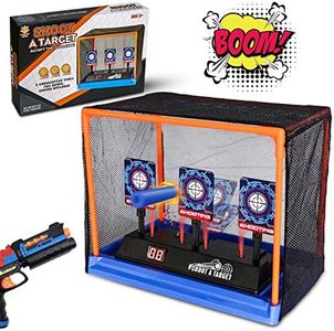 Electronic Shooting Target Scoring Auto Reset Digital Targets for Nerf Guns Toys with a Support Cage & Net, Christmas Birthday Gifts Toy for Kids-Boys & Girls