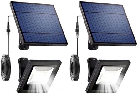 Solar Lights Outdoor Waterproof with 16FT Cord Dusk to Dawn LED Spotlights 6000K Security Flood Light for Patio, Porch, Roof, Tree, Doorway, Garden, Outside, Shed, Yard Lighting(White 2 Pack)