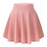 Urban CoCo Women's Basic Versatile Stretchy Flared Casual Mini Skater Skirt (Small, Pink)