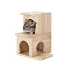 CHIIRAKU Chinchilla House Pet House Chinchilla Hideout Natural Wooden No Paint Wooden peg Safe Durable Teeth Grinding (Nature, Large)