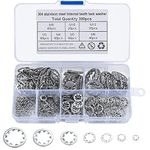 300 Pcs Internal Star Tooth Lock Washers, 304 Stainless Steel Starlock Washers, Quick Speed Push On Speed Clips Fasteners Locking Washers Assortment - M3/M4/M5/M6/M8/M10/M12