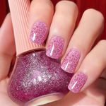 DouborQ Glitter Nail Polish Pinkish Purple Glimmer Translucent Long-lasting Sequins Nail Art Varnish (04)