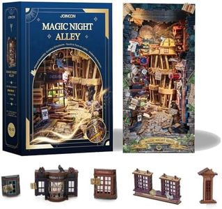 STRUCWOOD Magic Book Nook Kit 3D Wooden Puzzle for Adults Decorative Bookend Stand Book Nook Bookshelf Insert Bookcase Toy for Teenagers Gift Model Kits (Magic Night Alley)