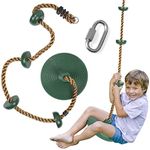 REZNOR Plastic Platforms Disc Tree Swing Seat And Climbing Knot Rope With Carabiner Hook For Kids Outdoor Playground Set (Green-With Disc, 30 Cm, 200 Cm, 200 Cm)