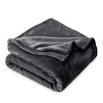 Bare Home Fleece Blanket - Throw Travel Blanket - Black - Lightweight Blanket for Bed, Sofa, Couch, Camping, and Travel - Microplush - Ultra Soft Warm Blanket (Throw/Travel, Forged Iron Grey)