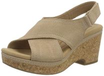Clarks Women's Giselle Cove Heeled Sandal, Sand Leather, 7 UK