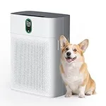 Pureborne Air Purifier for Home Large Room up to 1076 Sq Ft, HEPA Filter with PM 2.5 Display and Dual Air Intake, 24dB Quiet for Bedroom, Pet Hair Dust Smoke, White