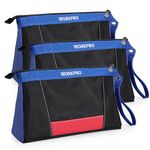 WORKPRO 12" Tool Pouches with Zipper, Heavy-Duty Small Tool Bag, Utility small tool pouch for Tool Organizers and Storage, Mini Tool Bag, 3 Pack