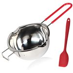 Stainless Steel Double Boiler Pot, 600ML Updated Melting Pot with Silicone Spatula for Melting Butter,Chocolate, Candy, Cheese and Caramel (Red)