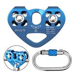 Youngneer Climbing Zip Line Pulley 30KN Double Tandem Speed Dual Trolley with 25kN Carabiner for 1/4 5/16 3/8 1/2 Cable for Zipline Climbing Rescue Pulley