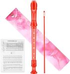 Descant Soprano Music Recorder Instrument For Kids Flute Kids Recorder With Cleaning Rod + Case Bag (Crystal red)