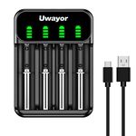 Uwayor 18650 Battery Charger LCD Universal Battery Charger 21700 Battery Charger 4 Slot for 22670 22650 21700 20650 18650 18670 18350 17670 17550 17360 Batteries