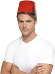 Smiffys Fez Hat, Red with Black Tassel, Around The World Fancy Dress, Adult Dress Up Hats