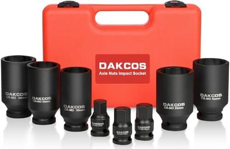 DAKCOS 1/2" Juego de 8 Llaves de Vaso Impacto 12 caras 30 32 34 35 36mm, Llaves de Vaso Multidiente con Punta de Vaso, CR-MO