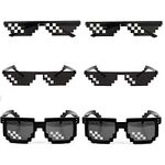 YSSHUI [6 Pack] Thug Life Sunglasses, Thuglife Glasses for Men Women Kids Photo Props 8 Bit Pixel Mosaic Glass Unisex Sunglass Toy - Black