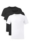 MOLISOHO Men's Undershirt Breathable Bamboo Rayon Shirt for Men Moisture-Wicking T-Shirts Crewneck- Black*2 + White*1