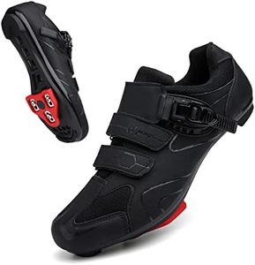 Vicogn Mens Womens Cycling Shoes Compatible with Peloton Indoor Bicycle Pedals Clip in Road Bike Shoes Pre-Installed with Look Delta Cleats (Black,US 11.5) 46