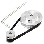 3DINNOVATIONS 20 & 60 Teeth GT2 Aluminum Timing Pulley 5mm Bore Synchronous Wheel for 3D Printer with a Perimeter 200mm Width 6mm Belt & M4 Allen Wrench (20-60T-5B-6)