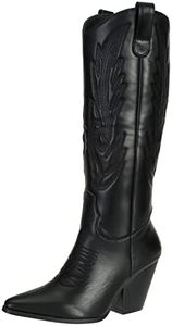 SheSole Bottes Cowboy Femmes Talons Bottes Hautes au Genou Western Classiques Noir Blanc