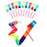 AITIME 10 Pieces 2 Meters Gym Gymnastics Dance Ribbons,Dancer Ribbons with Twirling Wands for Kids Dancing,CE and EN71 Approved (Starry Sky Colors)