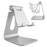 Lucrave Adjustable Cell Phone Stand, Phone Stand, Cradle, Dock, Holder, Aluminum Desktop Stand Compatible with iPhone 16 15 14 13 12 11 Xs Pro Max 8 7 6 6s Plus SE Charging, Accessories Desk, Silver