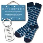 Gifts for Father’s Day Gift Set Soft Cotton Socks Keepsake Keyring Sentimental Wooden Sign Plaque Thoughtful Gifts for Dad Granddad Presented in a Gift Box for Fathers Day