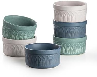 DAFUCERAMIC Ramekins 8 Oz Oven Safe, Ceramic Creme Brulee Souffle Dishes, Pudding Custard Cups Ramekin For Baking, Small Dipping Sauce Bowls, Set of 6, Microwave and Dishwasher Safe (Assorted Neutrals)