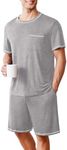 Ekouaer Men's Pajamas Set Casual Short Sleeve Shirts and Shorts Soft 2 Piece Loungewear With Pockets, Light Grey, S