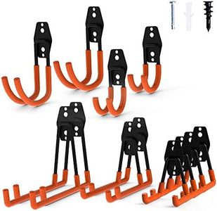 Intpro 12pack Steel Garage Storage Utility Double Hooks Organizer Heavy Duty Wall Mount Tool Holder for Organizing Power Tools Ladders Bulk Items