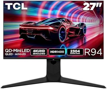 TCL 27” R94 Series 4K UHD HDR QD-Mini LED Gaming Monitor (2025 Model) Halo Control System, 165Hz Refresh Rate, LD2304 Precise Dimming Series, HDR1400, 1ms, AMD FreeSync Premium, NVIDIA G-SYNC