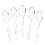 Plasticpro Disposable Clear Plastic Tea Spoons Heavyweight Utensils Pack of 100 Count