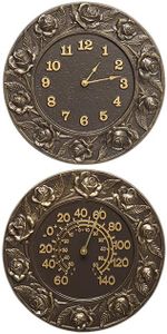 BestNest Whitehall Rose Clock & Thermometer Package, French Bronze