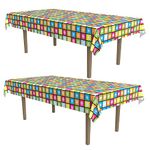 Beistle S57923AZ2 Disco Tablecover 2 Piece, Multicolored