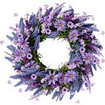 Sggvecsy Lavender Wreath for Front Door 22 Inch Purple Daisy Wreath Spring Summer Wreaths Artificial Wild Flower Greenery Leaves Wreath for All Seasons Farmhouse Home Wall Indoor Outdoor Window Decor