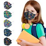 50Pcs Kids Disposable Face_Masks with Designs, 4-Ply Printed 4D Facemasks with Nose Wire for Boys Girls School Outdoor (50 Count (Pack of 1), Dinosaur_7)