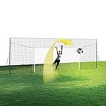 Open Goaaal Football Goal & Backstop Net with Rebounder - Large Size Adjustable Width - Football Sports Netting for Backyard Barrier