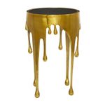 Deco 79 Aluminum Drip Accent Table with Melting Designed Legs and Shaded Glass Top, 16" x 16" x 25", Gold