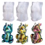 LET'S RESIN Dragon Resin Moulds, Hear, Speak, See No Evil 3 Pcs Dragon Epoxy Resin Moulds, Lively 3D Animal Silicone Molds for Epoxy Resin, Art Craft, Gift