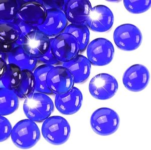 RUOJAS 10LB Cobalt Blue Flat Glass Marbles for Vases, Gemstone Beads Vase Filler Decorative Glass Pebbles for Fish Tank, DIY Crafts, Aquarium Decor Rocks