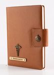 AICA Personalized Name Doctor DR Leather Diary - TanBrown Color, A5 Size, 200 Ruled Pages