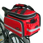 Disconano Waterproof Multi Function Excursion Cycling Bicycle Bike Rear Seat Trunk Bag Carrying Luggage Package Rack Pannier with Rainproof Cover (Red)