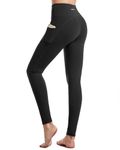 CAMBIVO High Waisted Leggings for Women, Yoga Pants with Pockets for Women Tummy Control Non See Through Workout Leggings Black