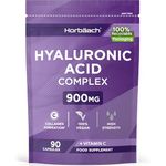 Hyaluronic Acid Supplement 900mg | 90 Vegan Capsules | High Strength Complex Formula with Vitamin C | No Artificial Preservatives | by Horbaach