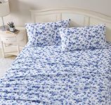 Laura Ashley Home - Flannel Collection - Sheet Set - 100% Cotton, Ultra-Soft Brushed Flannel, Pre-Shrunk & Anti-Pill, Machine Washable Easy Care, Queen, Emelisa