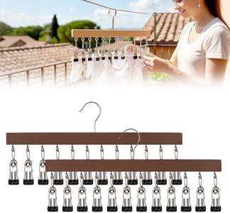 Closet Organizer with 12 Clips, 2026 Upgraded Multi Functional Hanging Closet Organizer with Clips Space Saving Closet Organizers and Storage for Jeans Skirts and Socks (Vintage, 2 Pcs)